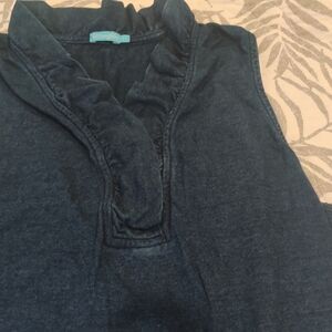 J. McLaughlin Catalina Top Ruffle Neck Denim Sleeveless Stretch Tank Size Medium